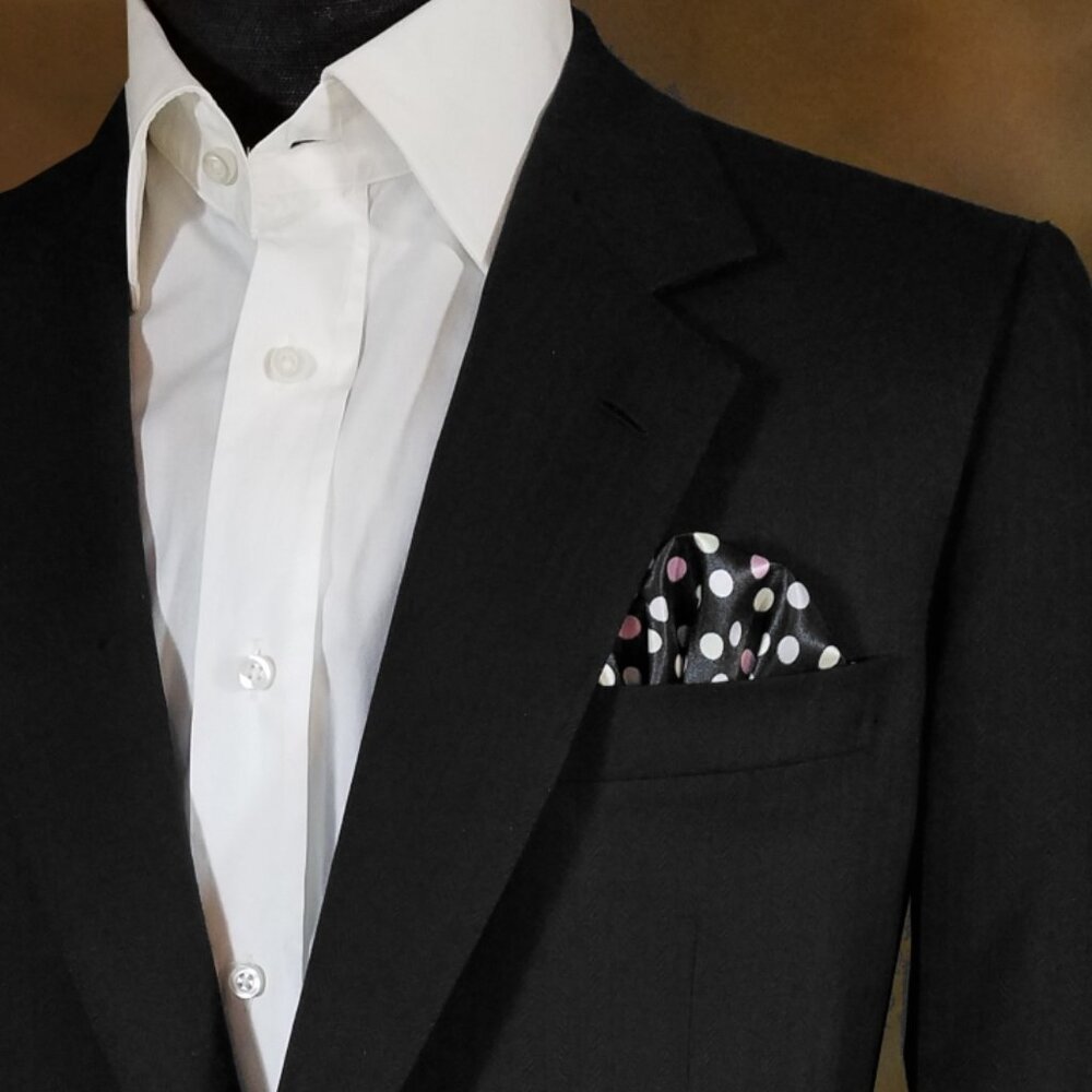 New - Men's Black Pastel Dotted Pre-Folded Pocket Square Insert